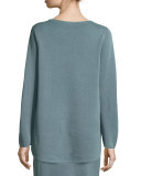 Long-Sleeve Silk/Cotton Interlock Boxy Top