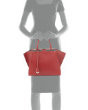 3Jours Medium Leather Satchel Bag, Red