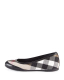 Girls' Check Ballerina Flats, Black 