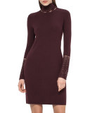 Cutout Long-Sleeve Tunic Dress, Mangosteen