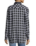 Plaid Boyfriend Shirt, Black