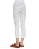 Samantha Cropped Eyelet Pants, Optic White