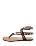 Audrio Studded Multi-Strap Sandal, Black