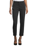 Cuffed Wool-Blend Ankle Pants, Black