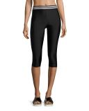 Elastic Band Capri Performance Leggings, Black