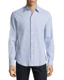 Seersucker Sport Shirt, White/Navy