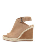 Evangeline Suede Wedge Sandal, Sand