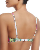 Chloe Floral-Print Bandeau Underwire Swim Top (Available up to D Cup), Rainforest