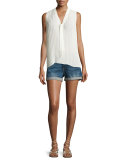 Le Cutoff Cuffed Denim Shorts, Plummer