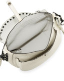 Unlined Studded Saddle Bag, Antique White