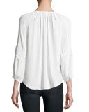Orval Lace-Trim Peasant Top, White