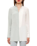 Bicolor Zip-Front Tunic, Iceman/Cremello