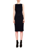 Shadow Sleeveless Sheath Dress, Navy