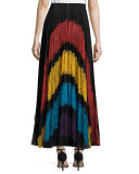 Romona Lace-Panel Plisse Maxi Skirt, Multicolor