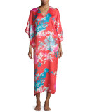 Chianti Floral-Print Lounge Caftan, Women's, Cinnabar