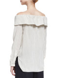 Frederic Off-the-Shoulder Striped Top, Ivory/Black
