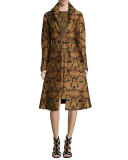Sleeveless Tapestry & Medallion Jacquard Dress, Gold