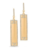 Metropolis 18k Rectangular Sliver Earrings with Diamond Deco