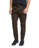 Tropical Leaf Chino Pants, Black/Brown