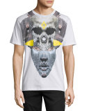 Skull/Mask Graphic T-Shirt, White