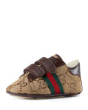 Ace GG Canvas Grip-Strap Sneaker, Brown, Infant
