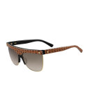 Gradient Oversized Flat-Top Sunglasses