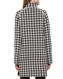 Reversible Houndstooth Cashmere Coat, Black/Moonstone