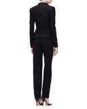 Stand-Collar Peplum Jacket, Black