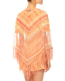 Crochet Mitered-Stripe Poncho, Sorbet Multi