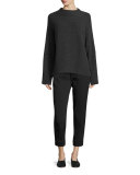 Ribbed Wool-Cashmere Funnel-Neck Sweater