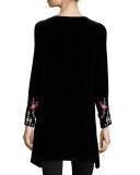 Laura Embroidered Velvet Tunic, Plus Size