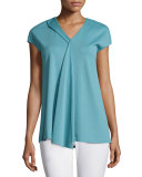 Cap-Sleeve Draped-Front Top