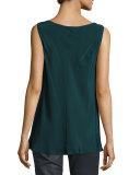 Portman Sleeveless Silk Blouse, Petrol