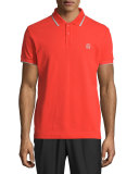 Short-Sleeve Polo Shirt w/Contrast Piping, Blaze Red