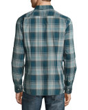 Slim-Fit Plaid Sport Shirt, Blue
