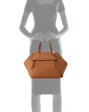 Half-Moon Medium Leather Satchel Bag, Gingerbread