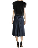 Faux-Fur Surplice Vest, Midnight Navy