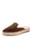 Suede Espadrille Mule Flat, Camel