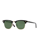 Classic Clubmaster Sunglasses, Black/Green 