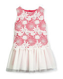 Nelly Sleeveless Lace & Tulle Shift Dress, Pink, Size 5-8