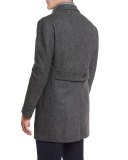 Herringbone Single-Breasted Topcoat, Gray