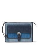 Cooper Medium Denim Wristlet, Indigo/Light Denim/Washed Denim