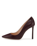 Romy Leather Pointed-Toe 100mm Pump, Burgundy
