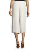 Pleated Silk Georgette Cropped Pants