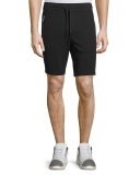 Mesh-Trim Drawstring Shorts, Black