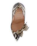 Madame Menodo Snakeskin 100mm Red Sole Pump, Black/Gold