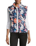 Mia Floral/Crane-Print Quilted Vest 