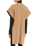 Long Bicolor Cashmere-Blend Cape, Teak/Black