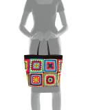 Crochet Patchwork Tote Bag, Multi