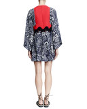 Flutter-Sleeve Daisy-Chain Print Dress, Daisy Chain